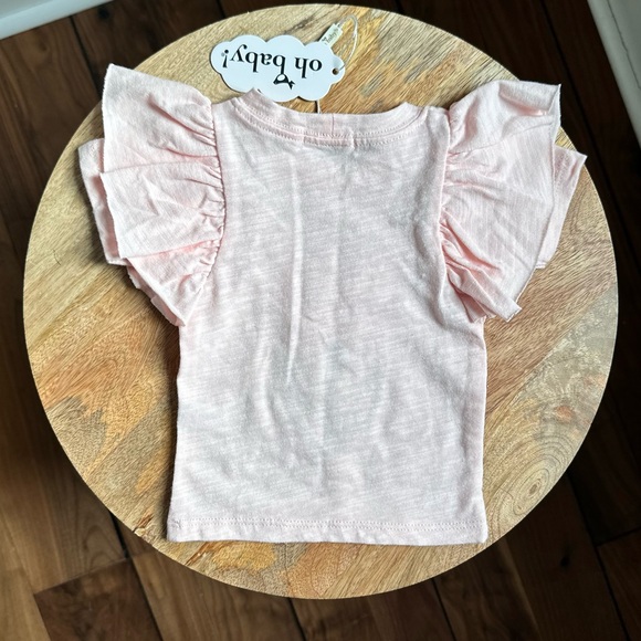 Oh Baby! Tulip Appliqué Flutter Sleeve Top NWT sz: 0/3M - Picture 6 of 6